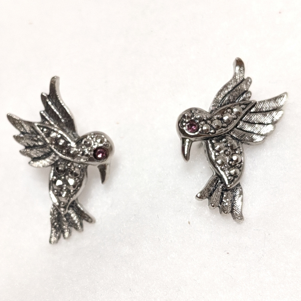 Hummingbird Silvertone Earrings